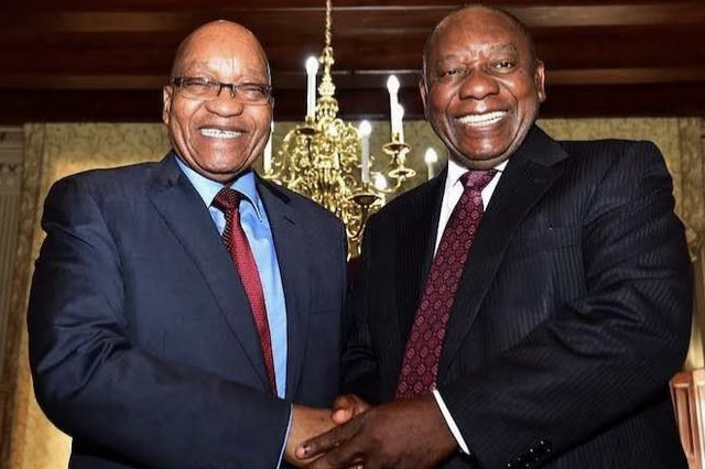 WATCH | Cyril Ramaphosa, Jacob Zuma laugh and shake hands hours after ...