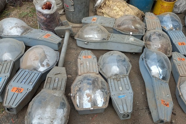 Man found in possession of 14 stolen street lights and copper cables