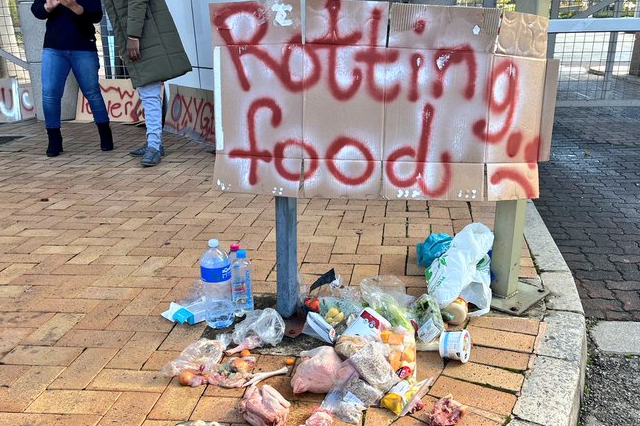 WATCH | Angry residents dump rotting food at Eskom offices