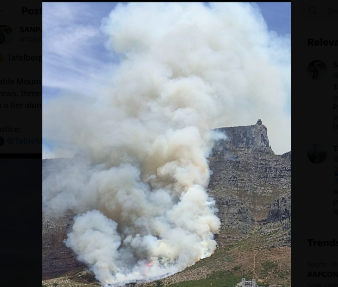 Table Mountain fire