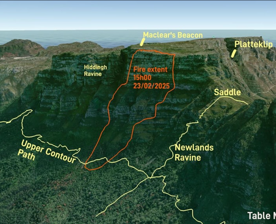 Fire destroys 60 hectares of vegetation on Table Mountain near Newlands