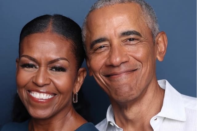 Ex-presidents and stars, but no Trump, turn out for Obama Library